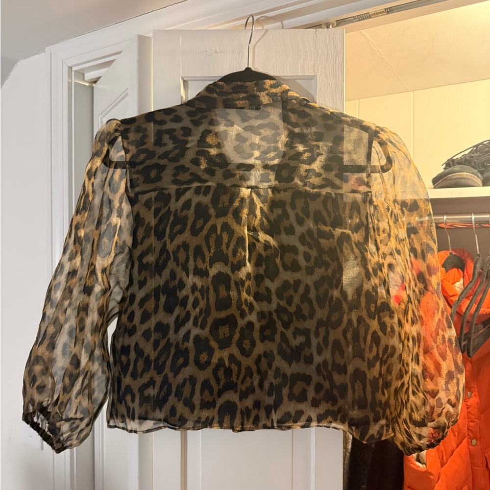 Zara Leopard Print Sheer Blazer - Picture 2 of 3